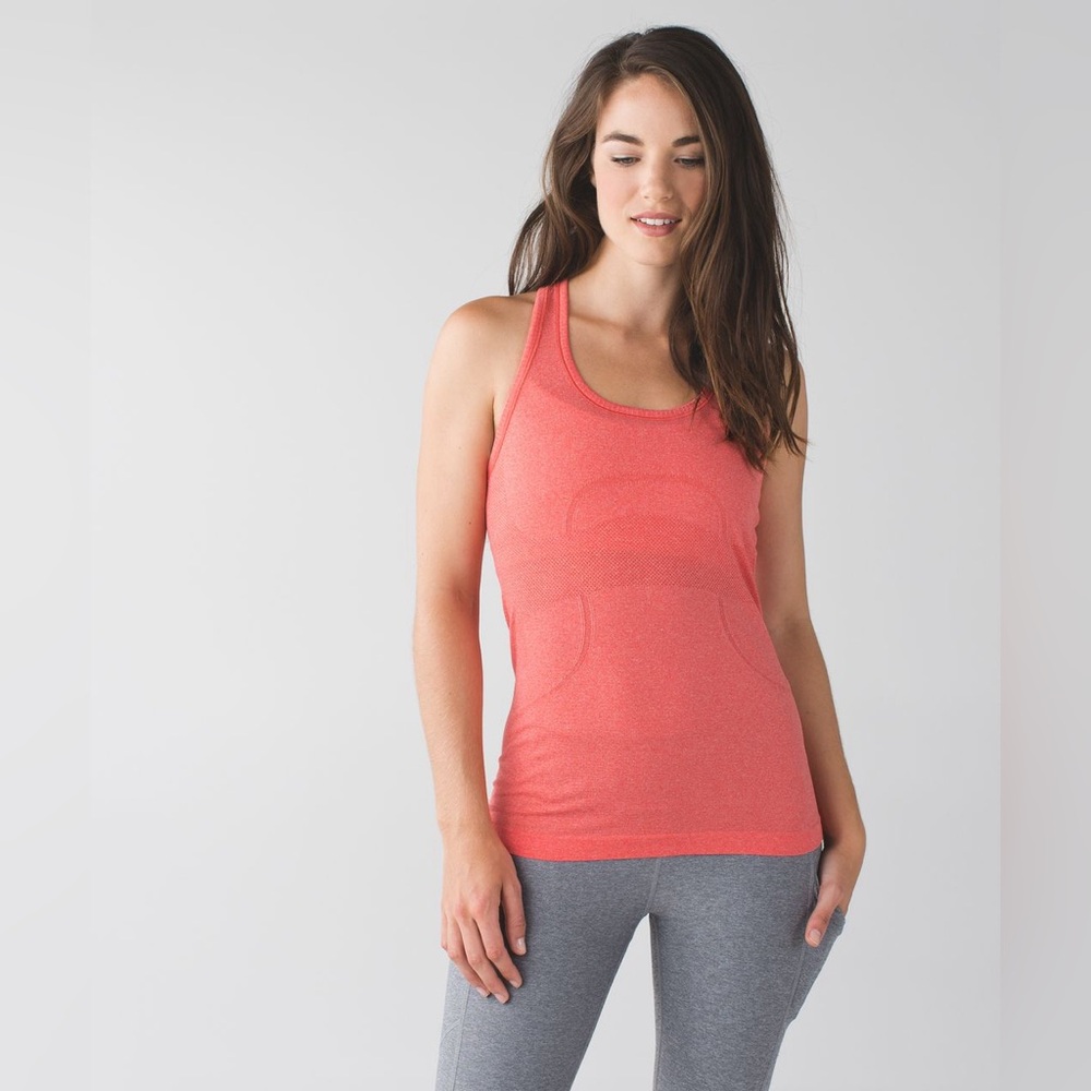 LULULEMON Swiftly Tech Racerback Athletic Tank Top Heathered Alarming Pink Sz 8